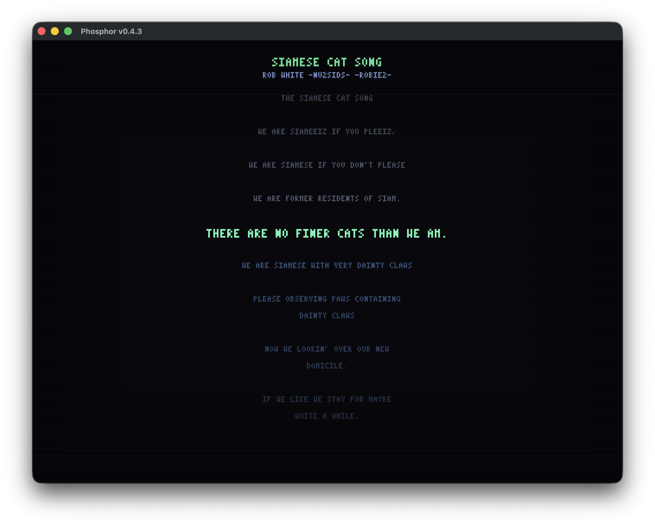 MUS karaoke mode with synchronised PETSCII lyrics